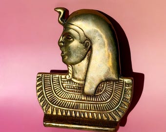 Mid Century Brass Egyptian Snake Goddess Bust found by Willabird Designs Vintage Finds