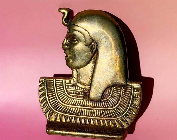 Mid Century Brass Egyptian Snake Goddess Bust found by Willabird Designs Vintage Finds
