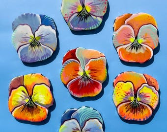 Handpainted Wood Wall Art – Pansies by Amber Petersen for Willabird Designs