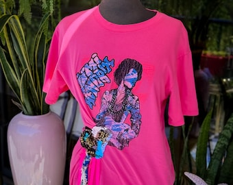 Jimmy Hendrix hot pink reworked tee found by Willabird Designs Vintage Finds