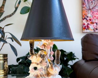 Vintage Gilded Ceramic Bird Lamp found by Willabird Designs Vintage Finds