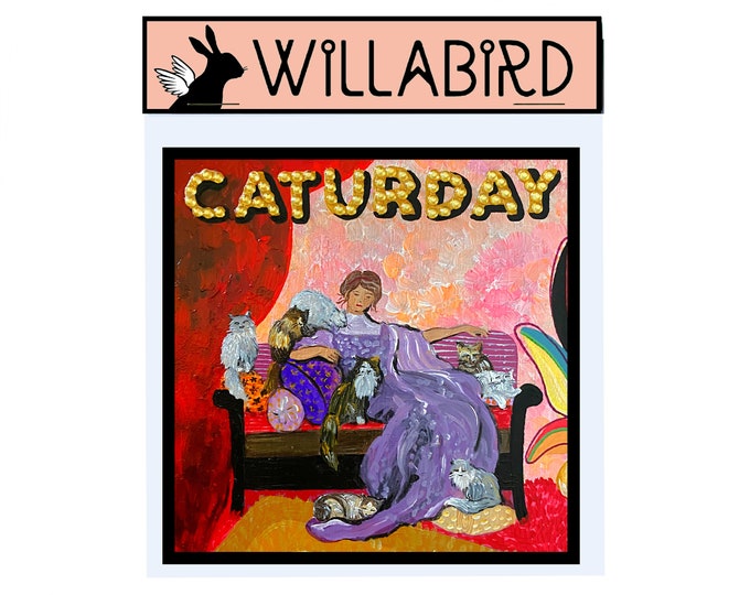 Caturday Cat Mom Magnet by Willabird Designs Artist Amber Petersen