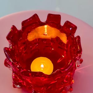 Vintage Red Lava Glass Candle Holder Vase found by Willabird Designs Vintage Finds image 3