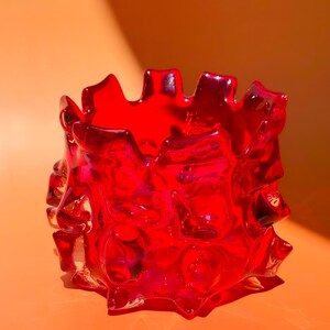 Vintage Red Lava Glass Candle Holder Vase found by Willabird Designs Vintage Finds image 5