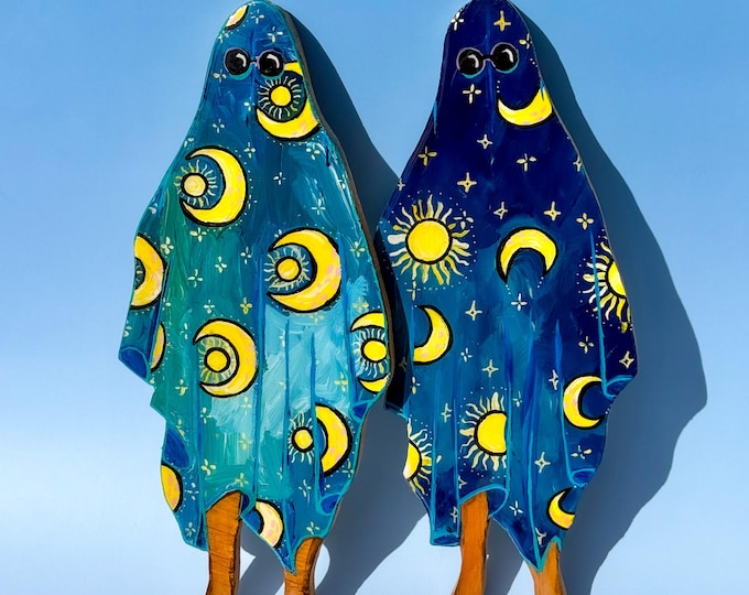 Celestial Whimsigoth Sheet Ghost Cutout Paintings by Willabird