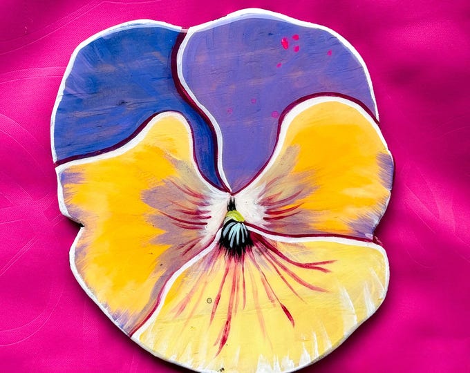 Handpainted Wood Wall Art – Pansies by Amber Petersen for Willabird Designs