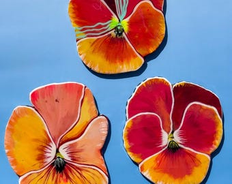 Handpainted Wood Wall Art – Pansies by Amber Petersen for Willabird Designs