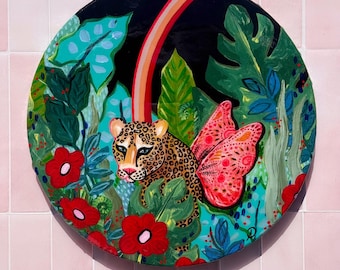 Leopard Butterfly Shiny Resin Painting by Willabird Designs Artist Amber Petersen