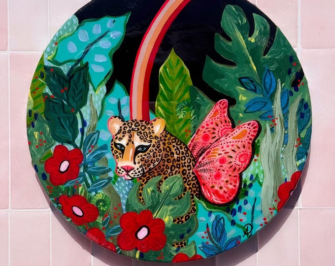 Leopard Butterfly Shiny Resin Painting by Willabird Designs Artist Amber Petersen