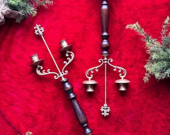 Vintage Manor Brass & Wood Candelabras found by Willabird Designs Vintage Finds
