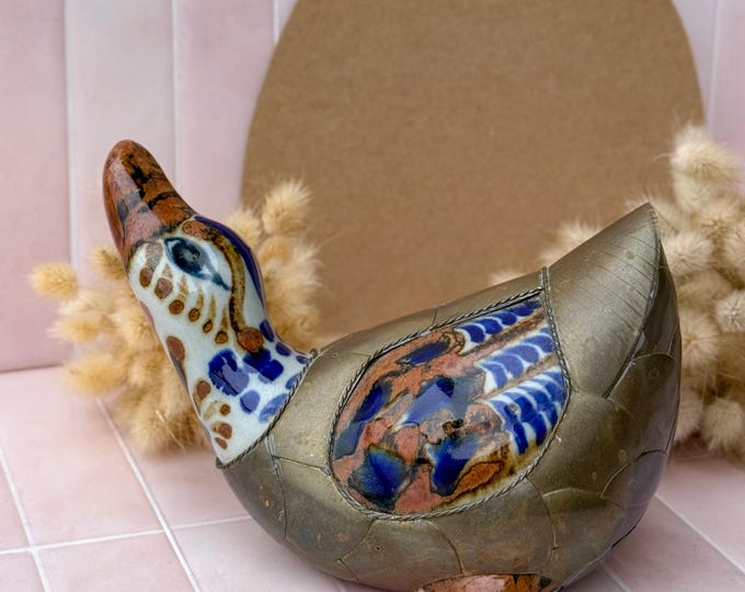 Vintage Tonala Duck with Sergio Bustemante-Style Brass found by Willabird Designs Vintage Finds