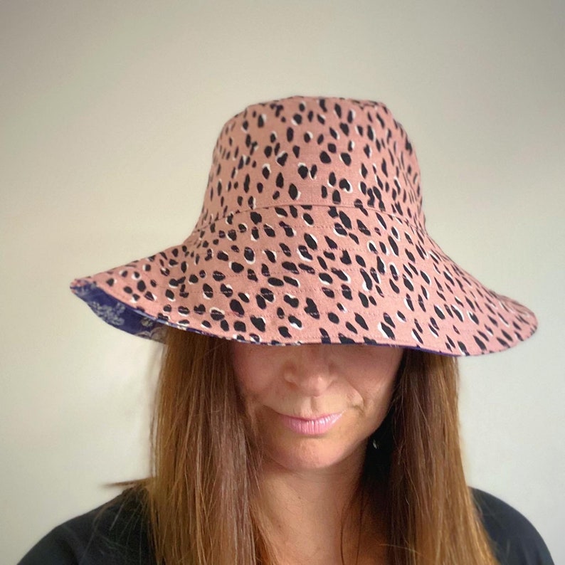 Ladies Reversible Leopard Print Sun Hat, Women's Reversible Summer Hat