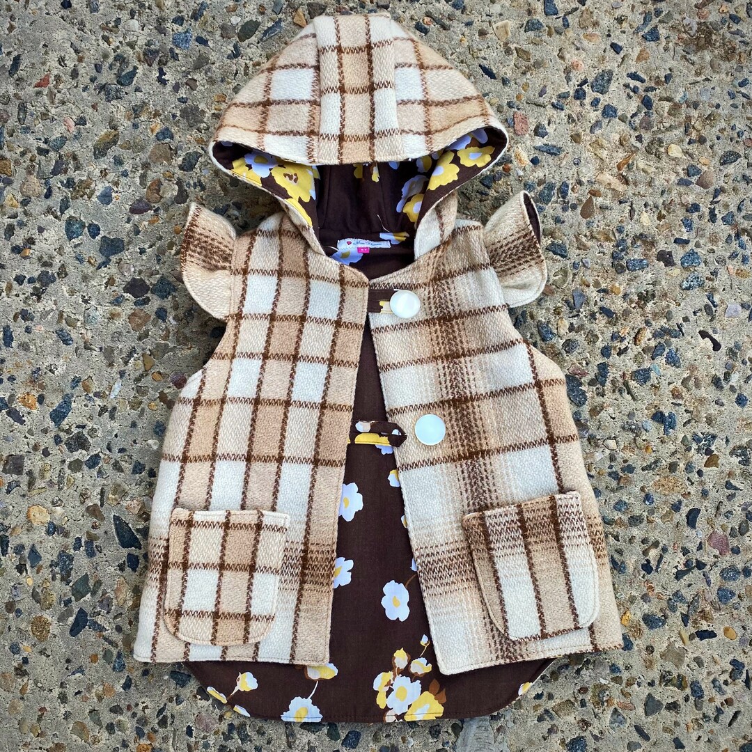 Size 3 Retro Wool Blanket Vest, Neutral Tones Wool Blanket Waistcoat