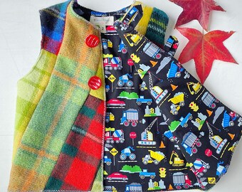 Wool blanket patchwork vest size 2, handmade blanket vest, wool patchwork, patchwork waistcoat, sleeveless blanket vest, toddler waistcoat