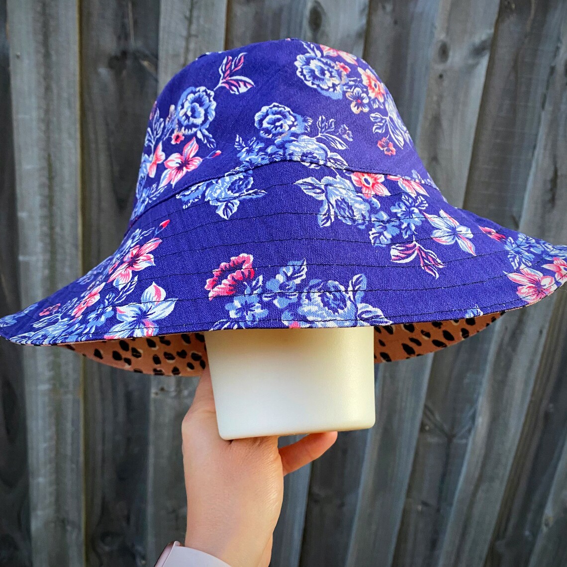 Ladies Reversible Leopard Print Sun Hat, Women's Reversible Summer Hat