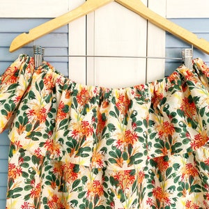 Off the shoulder cockatoo dress, australian flowers dress, ruffle top off the shoulder dress, Australian bird dress image 5