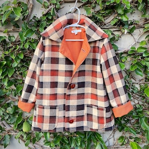 Size 5 checkered Wool Jacket, shoulder season light wool Jacket for kids, stylish unisex kids coat, plaid jacket for 5 year old