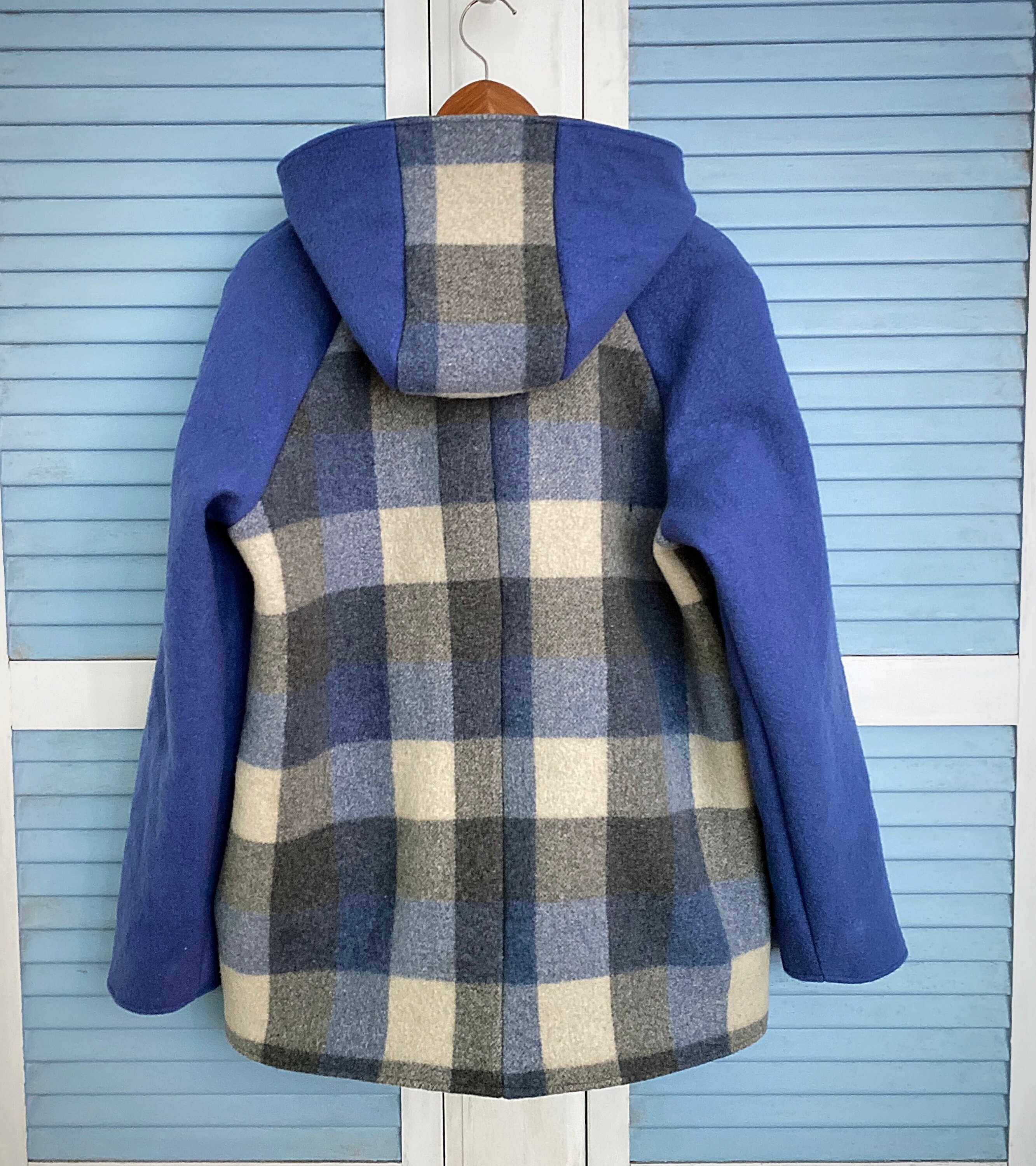 Mens Size M Upcycled Wool Blanket Jacket, Wool Duffel Coat for Men