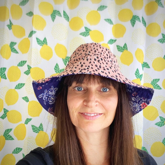 Ladies Reversible Leopard Print Sun Hat, Women's Reversible Summer
