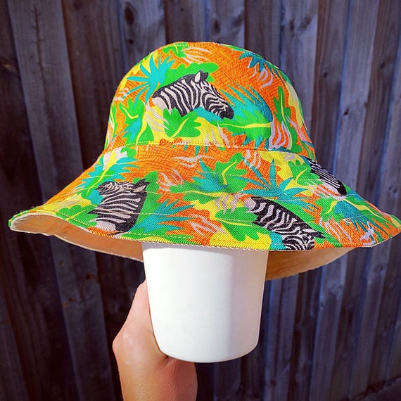 Reversible Zebra Print Toddler Sun Hat, Corduroy Bucket Hat  display picture 1