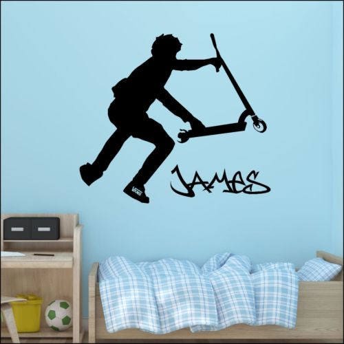 Extra Large Personalised Stunt Scooter Wall Transfer Art Etsy