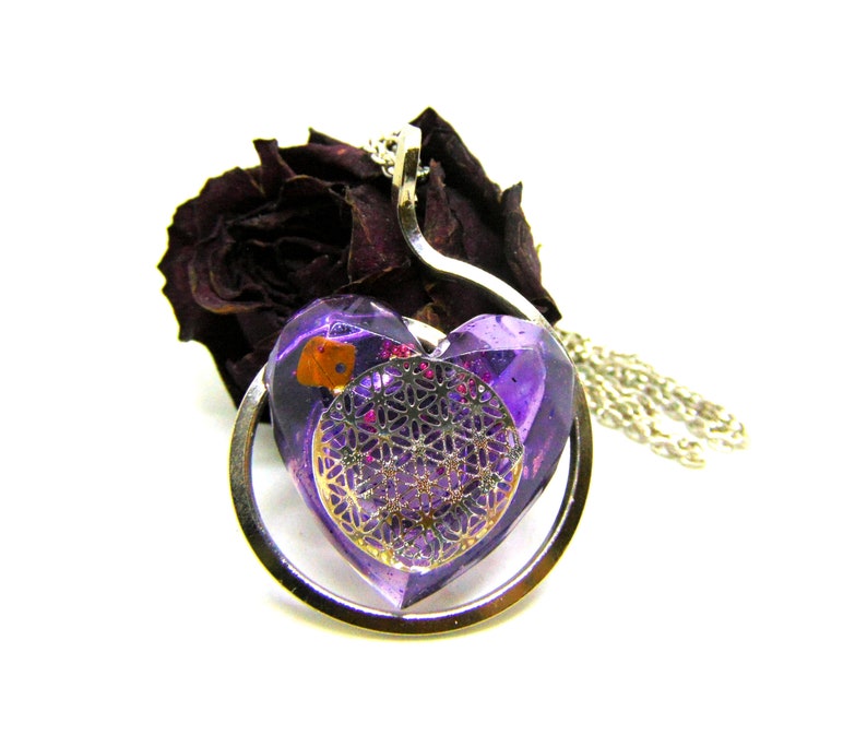 Heart Pendant and Flower of Life