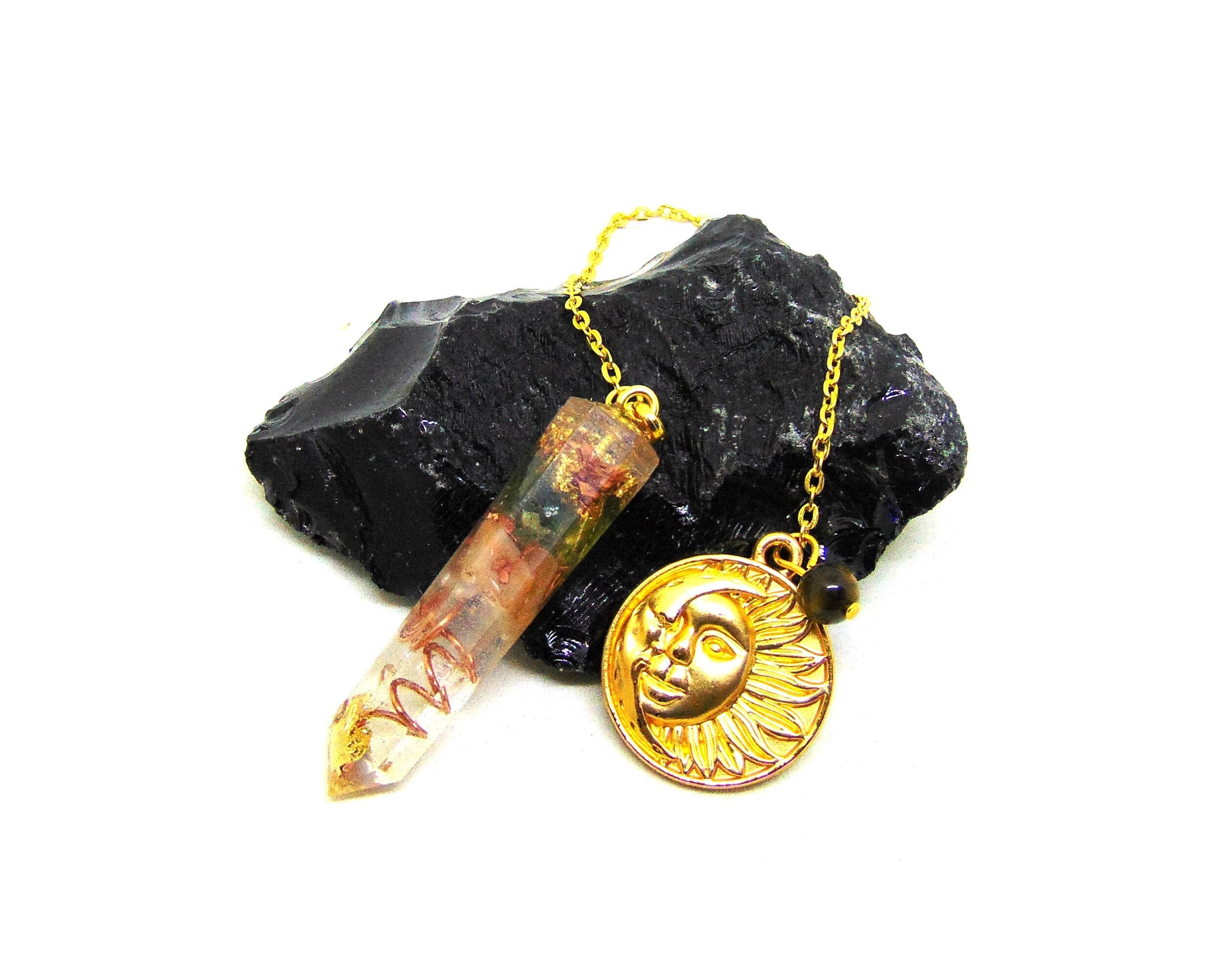 Pendule Radiesthésie Orgone Générateur d'énergie Céleste sur Oeil de Tigre