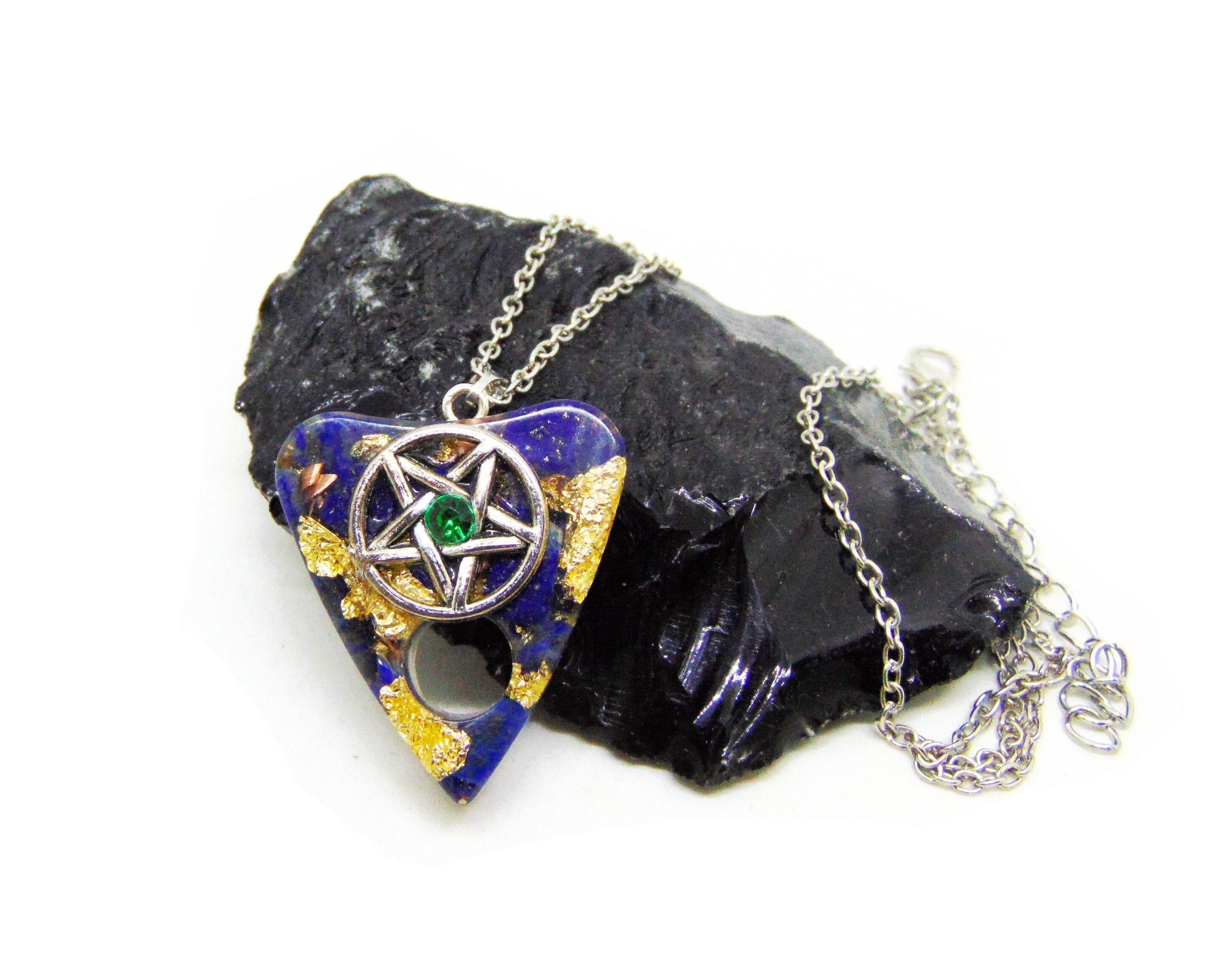 Pendentif Coeur Lapis Lazuli et Pentacle Style Orgone