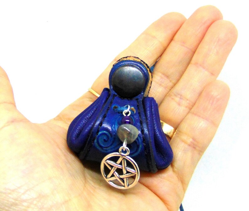 Amulet pendant of Elemental Magic of Blue protection and Pentacle