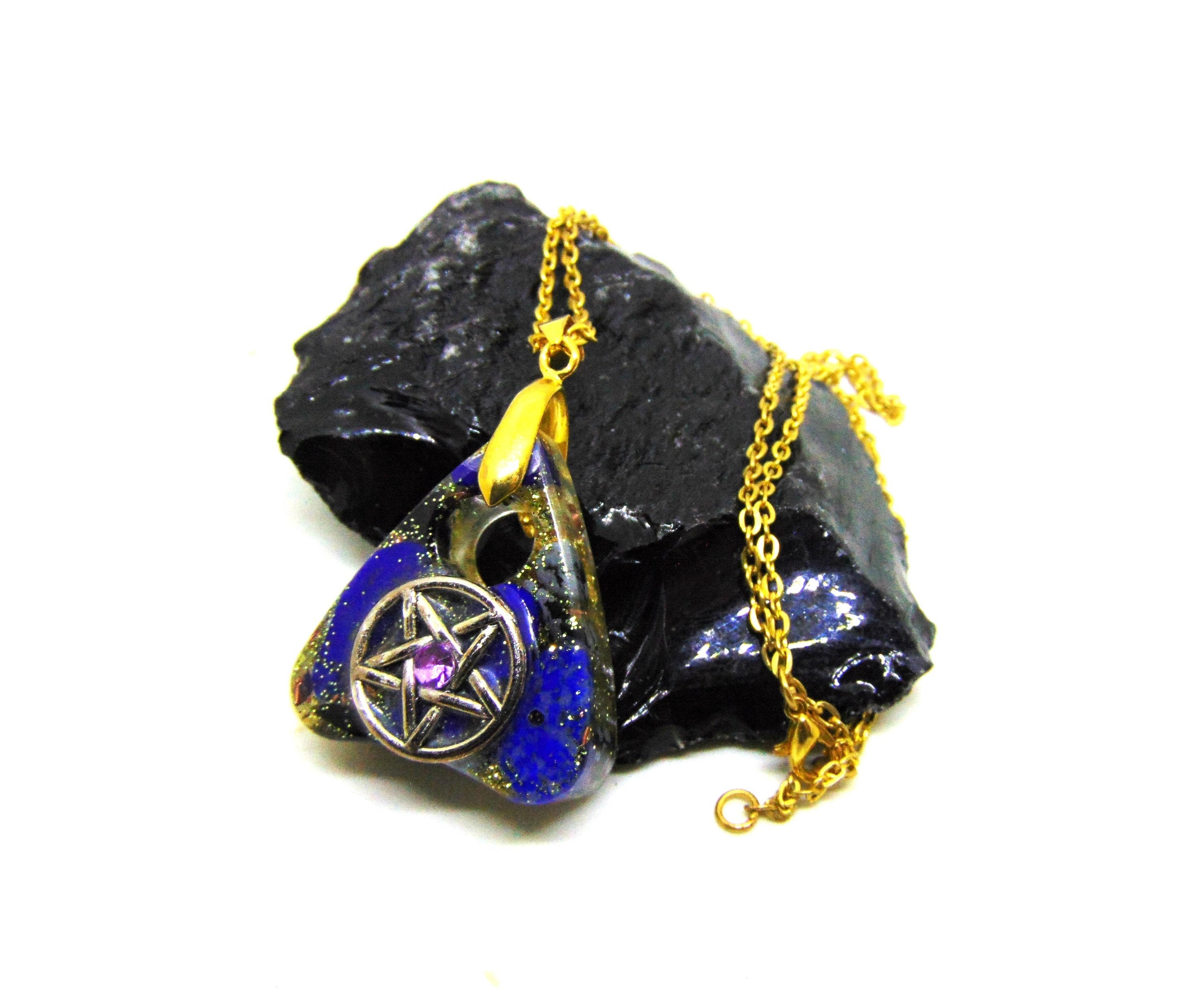 Pendentif Goutte Ouija Lapis Lazuli et Pentacle Style Orgone