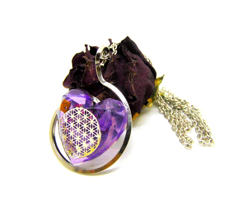 Heart Pendant and Flower of Life