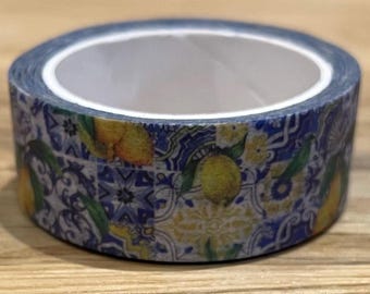 Mediterranean Tile Lemon Washi Tape – Dreamy Journal, Planner, Scrapbook Decorative Tape