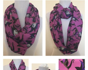 Maleficent Infinity Scarf for Gals in Purple and black, Extra Long