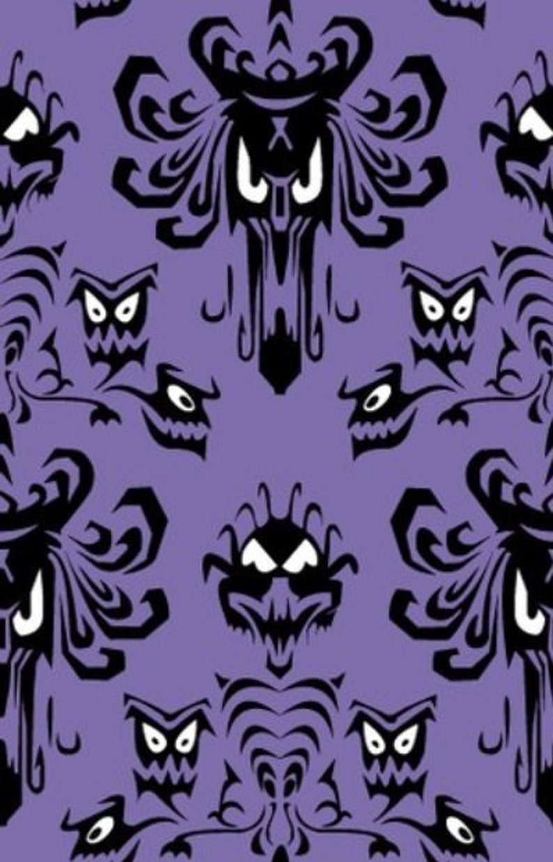 Haunted Mansion, Creepy Wallpaper Infinity Scarf for Gals in Purple and black, Extra Long image 2