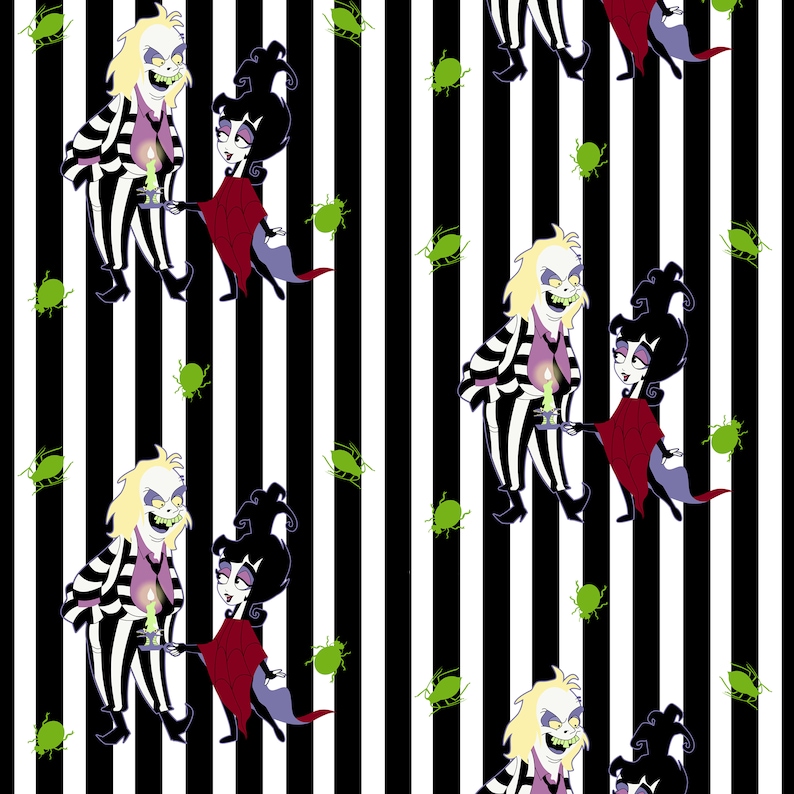 Beetlejuice Betelgeuse Beetlejuice Inspired Cotton Fabric 1 Etsy