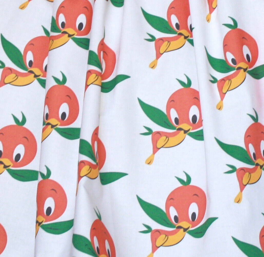Orange Bird cotton fabric 1 Yard, 1/2 Yard, Fat Quarter