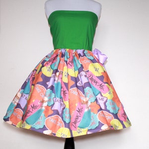 Alice in Wonderland, Eat Me, Drink Me, Try Me Skirt for Gals, All Sizes, Plus Size,