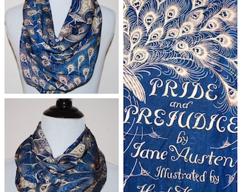 Jane Austen, Pride and Prejudice, Book Cover Circle Scarf, Infinity Scarf