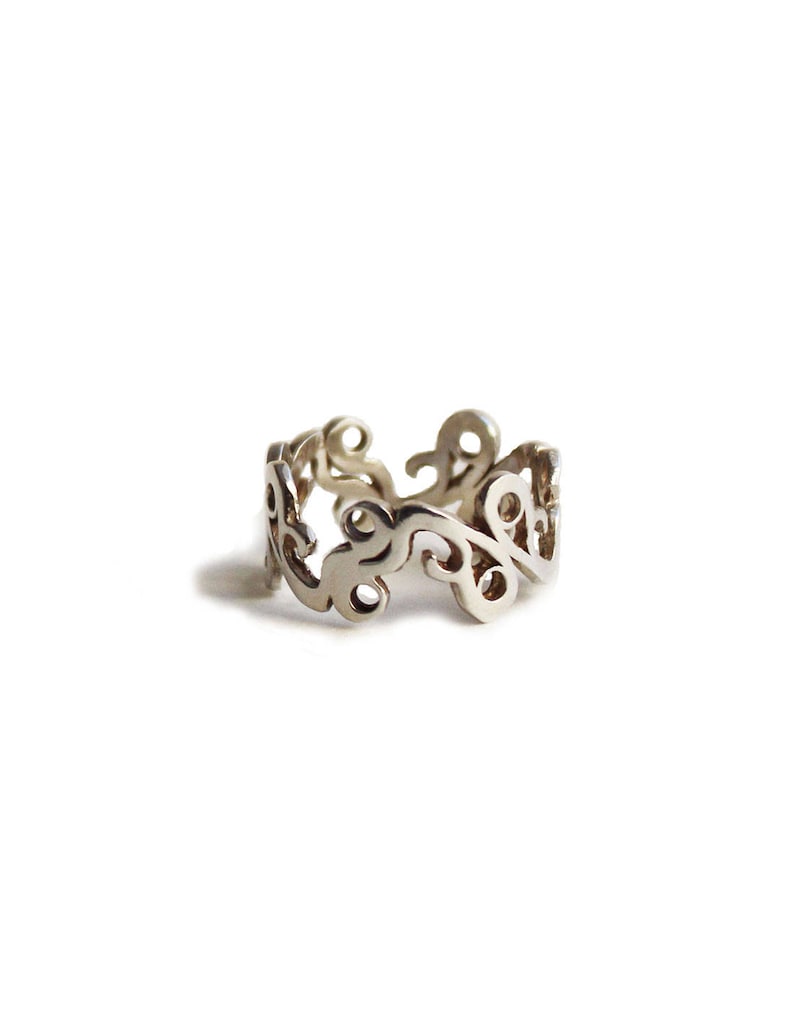 Gold Plated Filigree Band Lace Ring Feminine Everyday Ring For Women Special Anniversary Gift For Her.