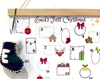 Baby's First Christmas Advent - Personalisiertes DIGITALES Handwerk