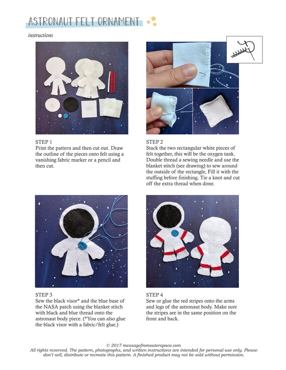 white spacesuit NASA Astronaut felt ornament Christmas tree ornament holiday decoration