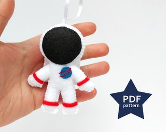Felt astronaut ornament pattern PDF with instructions, Christmas tree ornament, holiday decoration