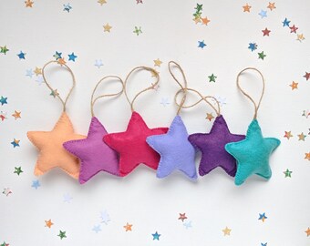 Felt star ornaments, set of 6 - party favors, Christmas tree ornaments
