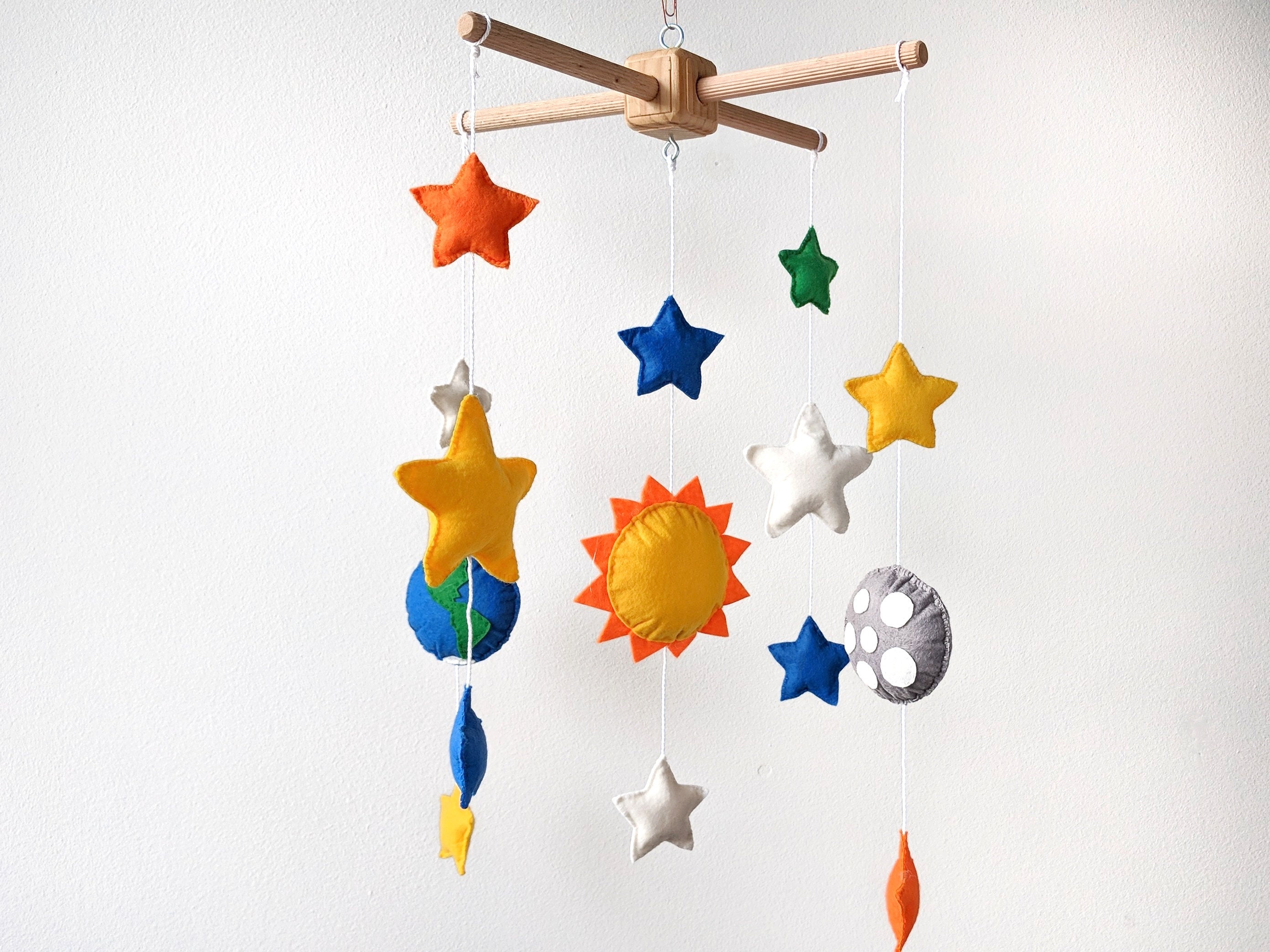 Earth Sun Moon and stars baby crib mobile space themed Etsy