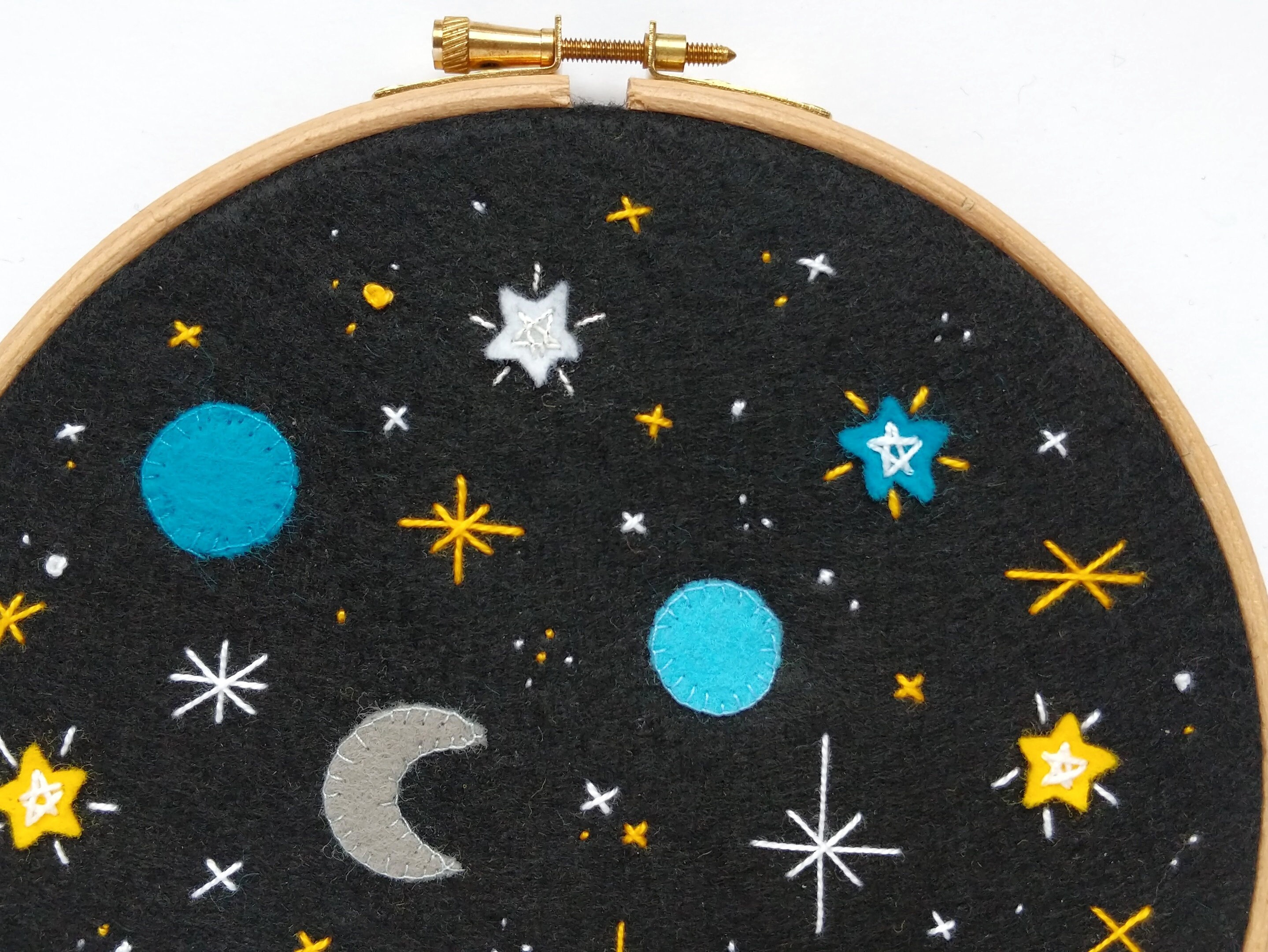 【amour様】planet3rd hand embroidery best Space #4 Embroidery Hoop Art With Planets, the Moon and a