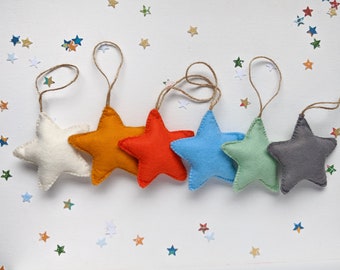 Felt star ornaments, set of 6 - party favors, Christmas tree ornaments