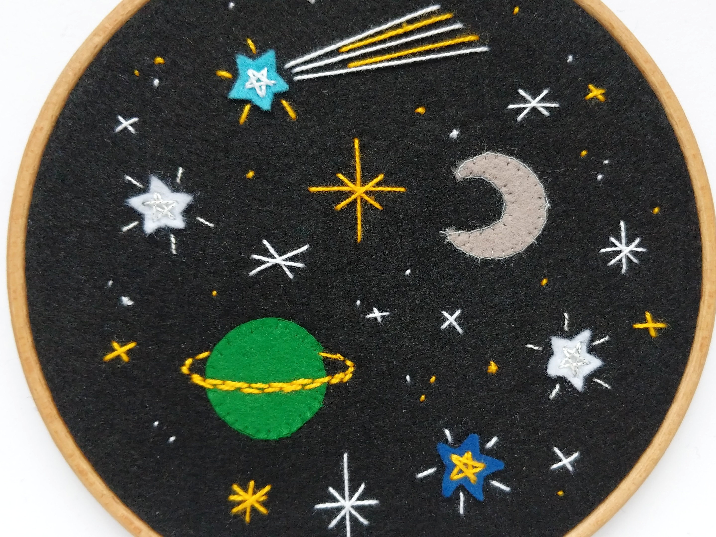 【amour様】planet3rd hand embroidery best Hand Lunar Embroidery Pattern Celestial Moon Embroidery