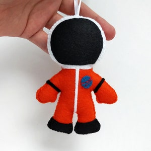 NASA Astronaut in pumpkin space suit felt ornament, orange spacesuit, Christmas tree ornament, holiday decoration