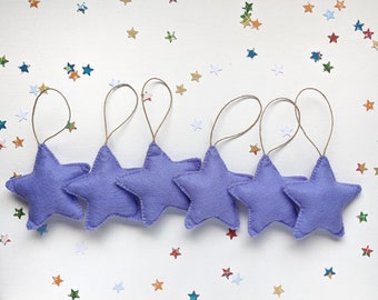 Light purple felt star ornaments, set of 6 - party favors, Christmas tree ornaments