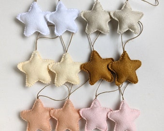 Felt Star Ornaments, Set of 12, Christmas Tree Decoration